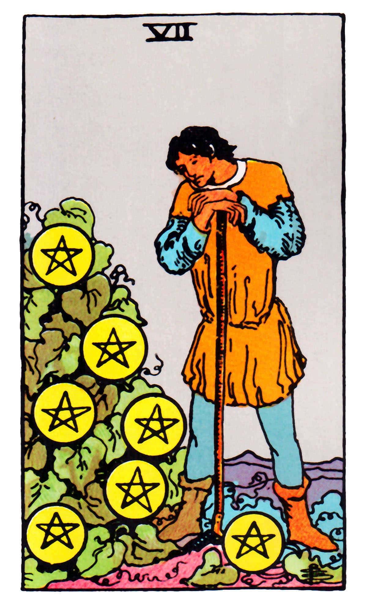 星幣七(金幣/錢幣七) Seven of Pentacles 深入了解正/逆位牌意解讀 星幣七(金幣/錢幣七) Seven of Pentacles 深入了解正/逆位牌意解讀