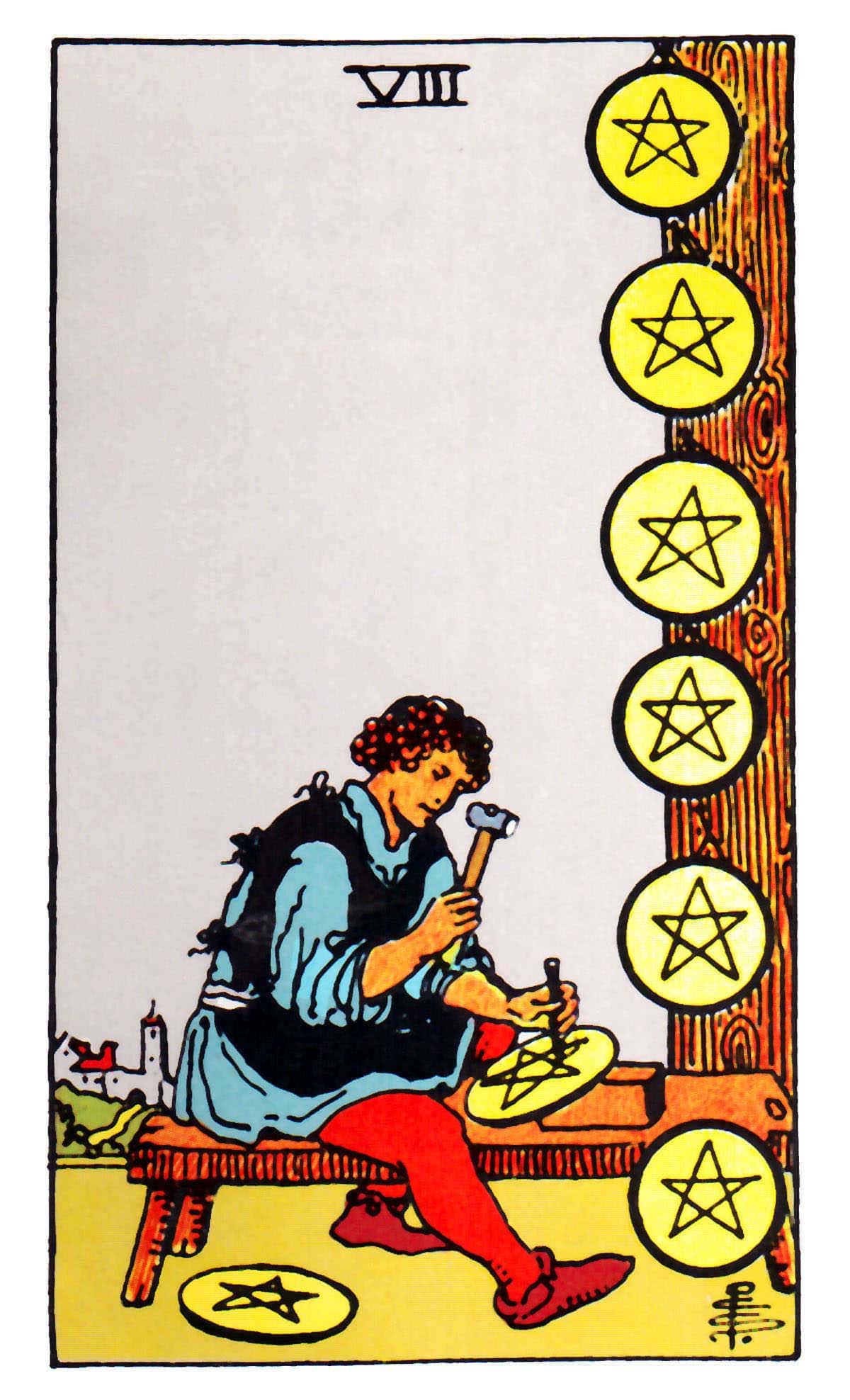 星幣八(金幣/錢幣八) Eight of Pentacles 深入了解正/逆位牌意解讀 星幣八(金幣/錢幣八) Eight of Pentacles 深入了解正/逆位牌意解讀