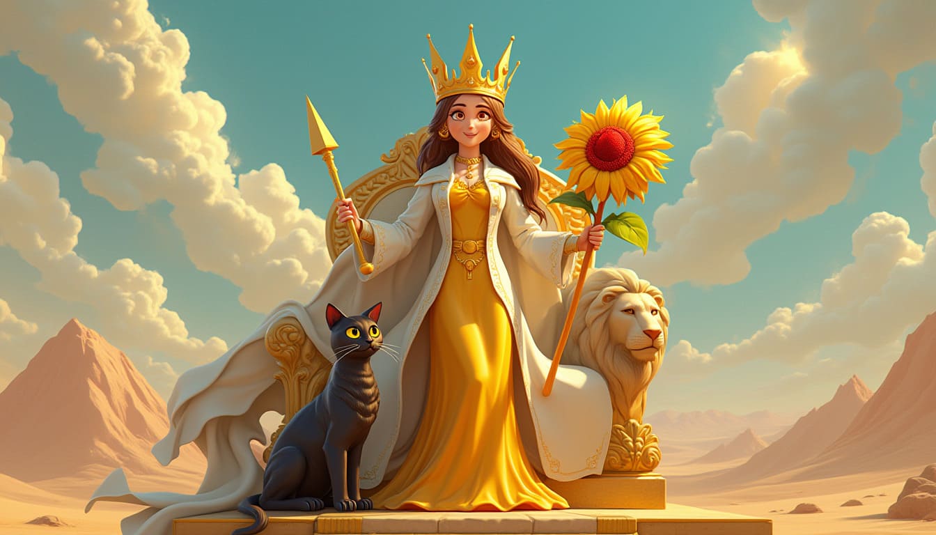 權杖皇后 Queen of Wands 塔羅牌牌意|塔羅牌義解析|正位與逆位詳解 | 太陽塔羅日誌