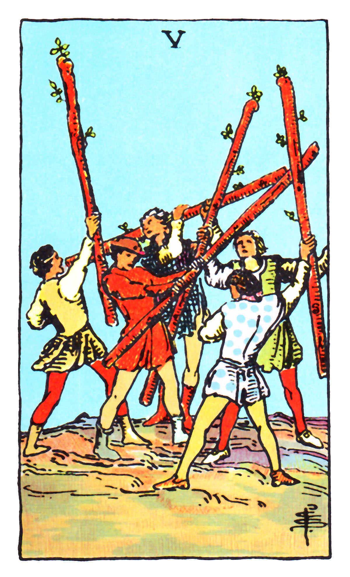 權杖五 Five of Wands 牌面解讀